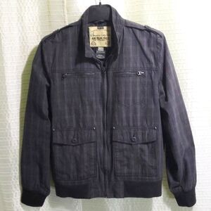 AMERICAN RAG Cie 90s Retro Skater Jacket Mid-Light Weight Grey Plaid Size M